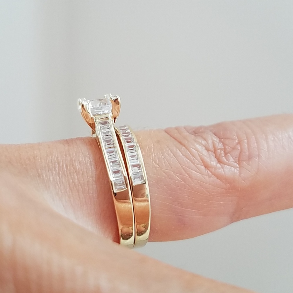 14k Yellow gold Engagement Ring & Wedding 2pc - Picture 3 of 14